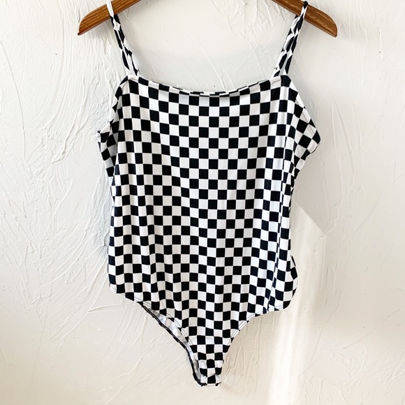 Forever 21 Plus + Black & White Check Bodysuit - Picture 3 of 8